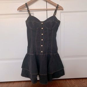 Vintage denim ruffled moschino mini dress xs